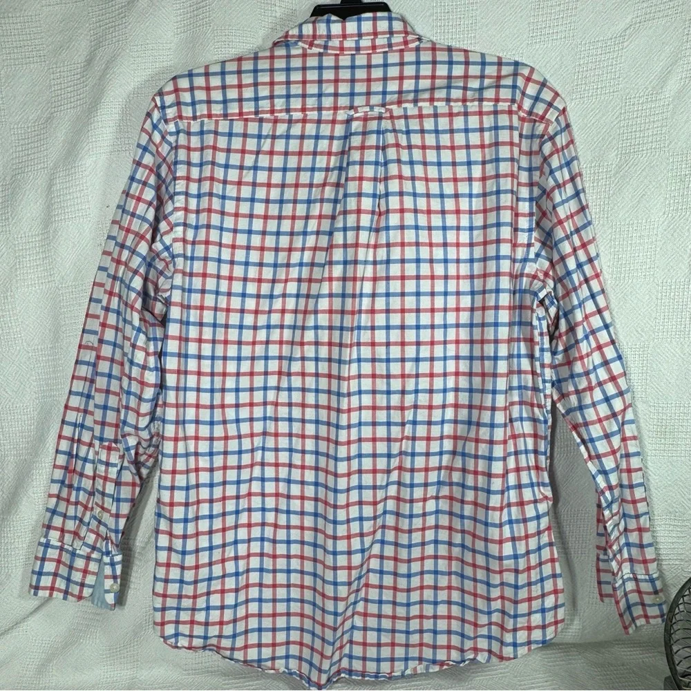 Izod Men’s Relaxed Button Up Shirt Newport Oxford Red & Blue‎ Checked Size Large